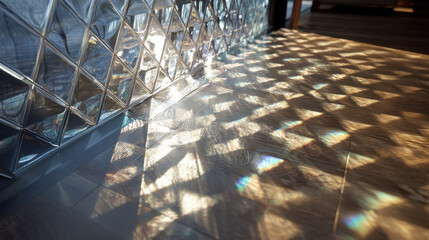Sunlight reflections through patterned glass