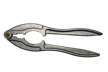 A pair of pliers photographed closely on a clean white surface, ideal for use in product photography or DIY tutorials