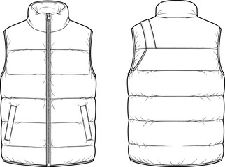 Puffy vest front and back view puffer vest clothing outerwear © Arafat
