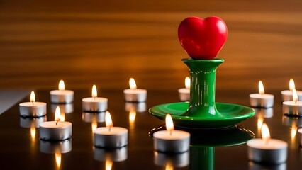 Romantic ambiance with heart candle holder and tea lights