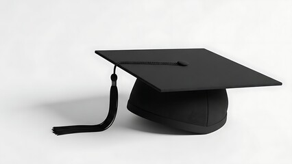 Graduation cap and tassel on white background
