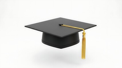 A graduation cap and tassel on a white background for academic achievement
