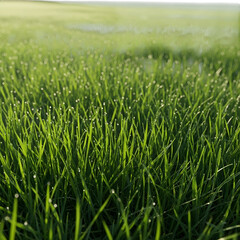 Obraz premium Morning dew on fresh grass isolated on white background, illustration