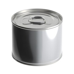 Metallic Food Can with Pull Tab Lid Isolated on White