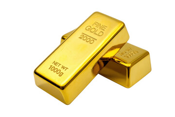 Stacked gold bars isolated precious metal finance isolated on a transparent background