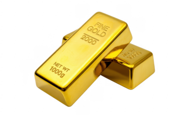 Stacked gold bars isolated precious metal finance isolated on a transparent background