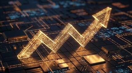 Investment growth visualization stocks rising in a digital environment abstract concept of financial success
