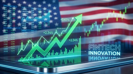 Bullish stock investment trends in fintech usa digital graphics tech innovation market growth concepts