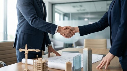 Investment strategies professional business handshake between executives office setting stock market insights corporate environment