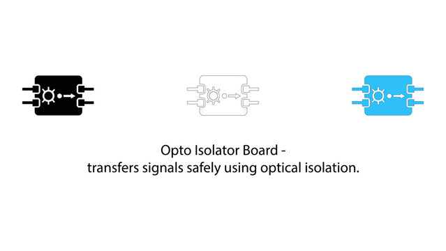 Opto isolator board icon and illustration for signal transfer