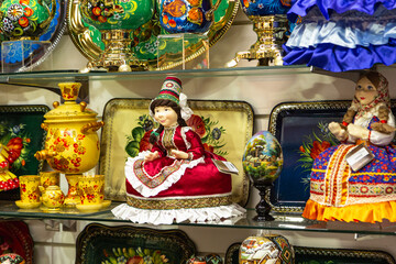 Traditional Christmas souvenir nutcrackers sold on Christmas market