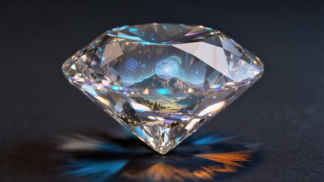 Piedra preciosa que contiene una grabación visual holográfica de un paisaje 