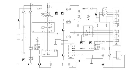 Electrical diagram. Technical drawing. Engineering industry. Vector illustration .