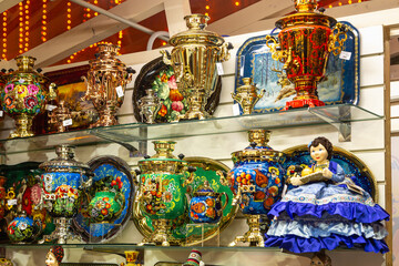 Traditional Christmas souvenir nutcrackers sold on Christmas market