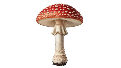 Red Amanita Muscaria Mushroom with White Spots on Black Background fly agaric
