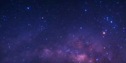 Night sky space background, Starry universe in dark blue sky, Milky way galaxy with stardust field...