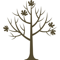 Obraz premium Minimalist Tree Silhouette Design with Few Leaves, Perfect for Nature-Themed Projects, Environmental Awareness, and Decorative Elements