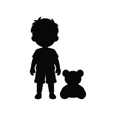Cute boy teddy bear silhouette vector flat illustration design.