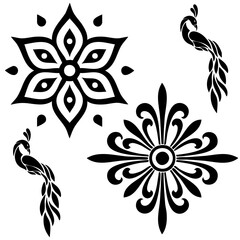 Simple shape mandala flowers, abstract floral elements, meditative flower motif © Sabbir Rahman Sadid