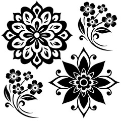 Simple shape mandala flowers, abstract floral elements, meditative flower motif © Sabbir Rahman Sadid