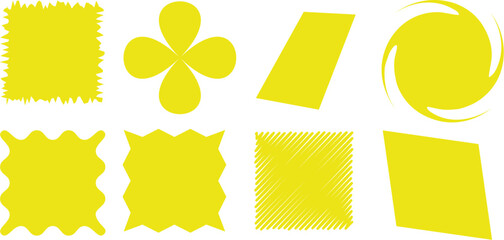 Abstract Yellow Shapes Collection &ndash; Modern Brush, Blob, Label and Geometric Background Vector EPS
