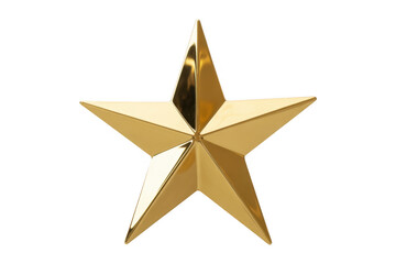 Golden star with five points star shape shiny gold isolated on a transparent background