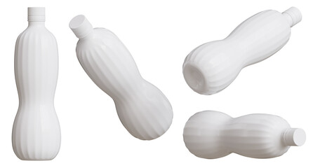 3d render of Plastics Bottle Mockup Set transparency Background