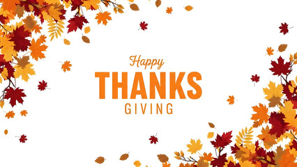 A festive Thanksgiving background with falling autumn leaves and "Happy THANKSGIVING" text.