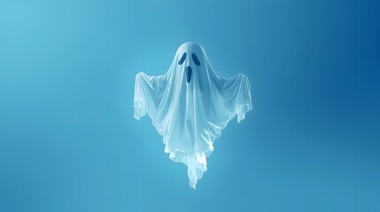 White Ghost Floating Ethereal Spirit Halloween Illustration