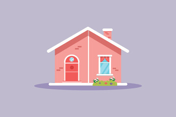 Cute minimalist house. Cute House and Building Concept. Colored flat vector illustration isolated