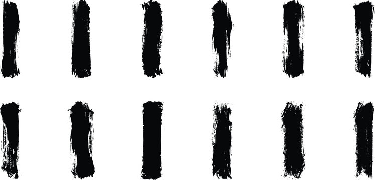  Paint Strokes using a thick brushPaint brush set of bursh Black Paint Strokes using a thick brushSet of vector paint brush stroke