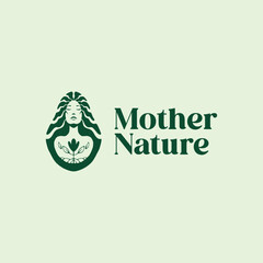 Mother nature care logo vector symbolizing environmental protection, sustainability, and eco awareness. Clean modern design for green brands, ecology projects, and environmental campaigns.