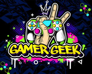 Game Graffiti background vector illustration,. Colorful and fun gaming design.