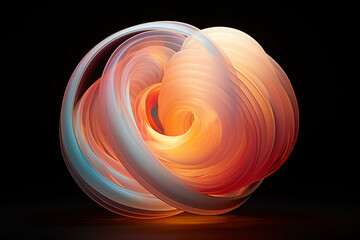 An abstract three-dimensional spherical background composed of translucent layers.