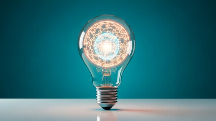 Innovative light bulb with puzzle pieces forming a globe inside