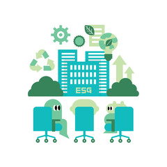 ESG Corporate Meeting for Sustainable Business Strategy. Cute and simple style illustration.
