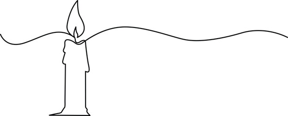Single candle with flame Vector