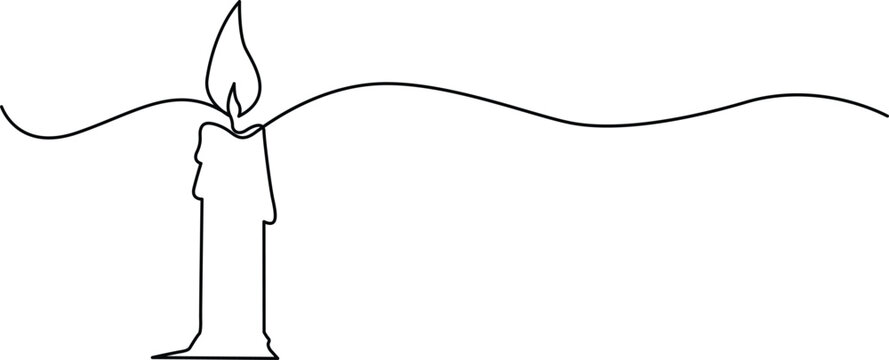 Single candle with flame Vector