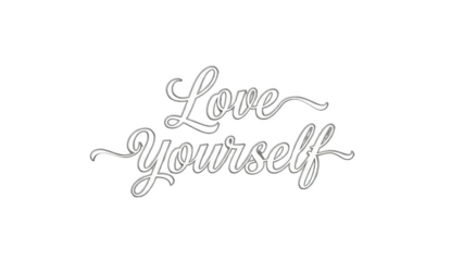 White script text saying Love Yourself on black background lettering calligraphy