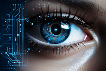 An embedded interface in the cybernetic eye that displays virtual images.