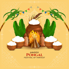 Cultural Happy Pongal Indian festival celebration background