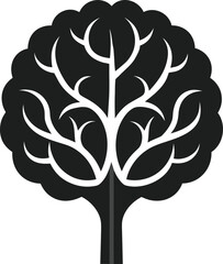 Abstract vector tree silhouette with roots and leaves illustration