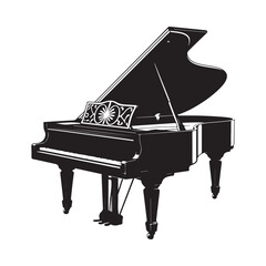 Elegant black grand piano with open lid a classic musical instrument © NASRIN