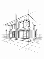 Architectural Drawing Of A Modern Two Story Home architecture
