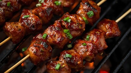 Grilled chicken skewers with herbs