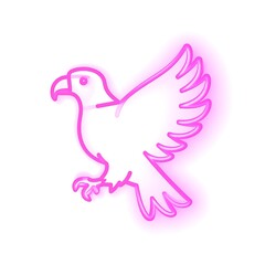 Pink neon-like outline of an eagle in flight against white