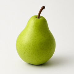Fresh ripe green pear fruit isolated on a white background as a sweet organic food object for healthy nutrition and vegetarian diet