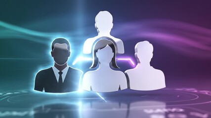 Network connection icons people team icon user symbol group digital avatar business team communication social network collaboration abstract background neon glow futuristic technology group - Powered by Adobe