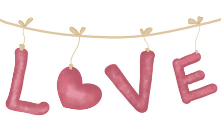 red hearts hanging on rope