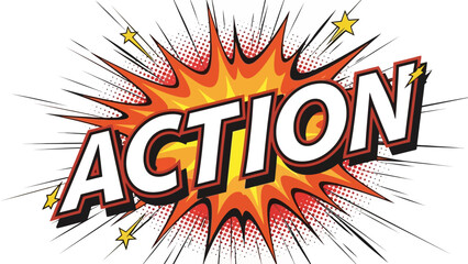 Action comic speech bubble with explosion effect and stars. © Kelik